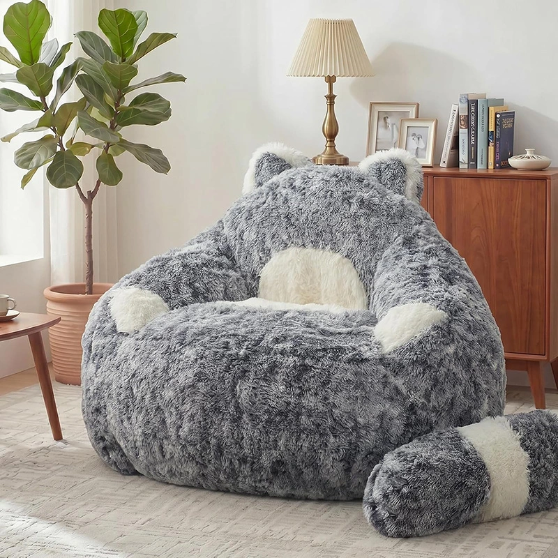 Chinchilla-shaped Soft Bean Bag Chair With Compressiable Foam