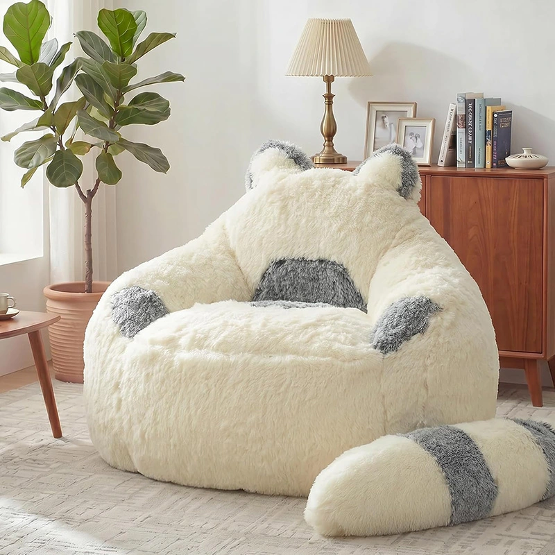 Chinchilla-shaped Soft Bean Bag Chair With Compressiable Foam