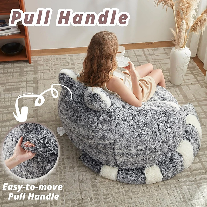 Chinchilla-shaped Soft Bean Bag Chair With Compressiable Foam