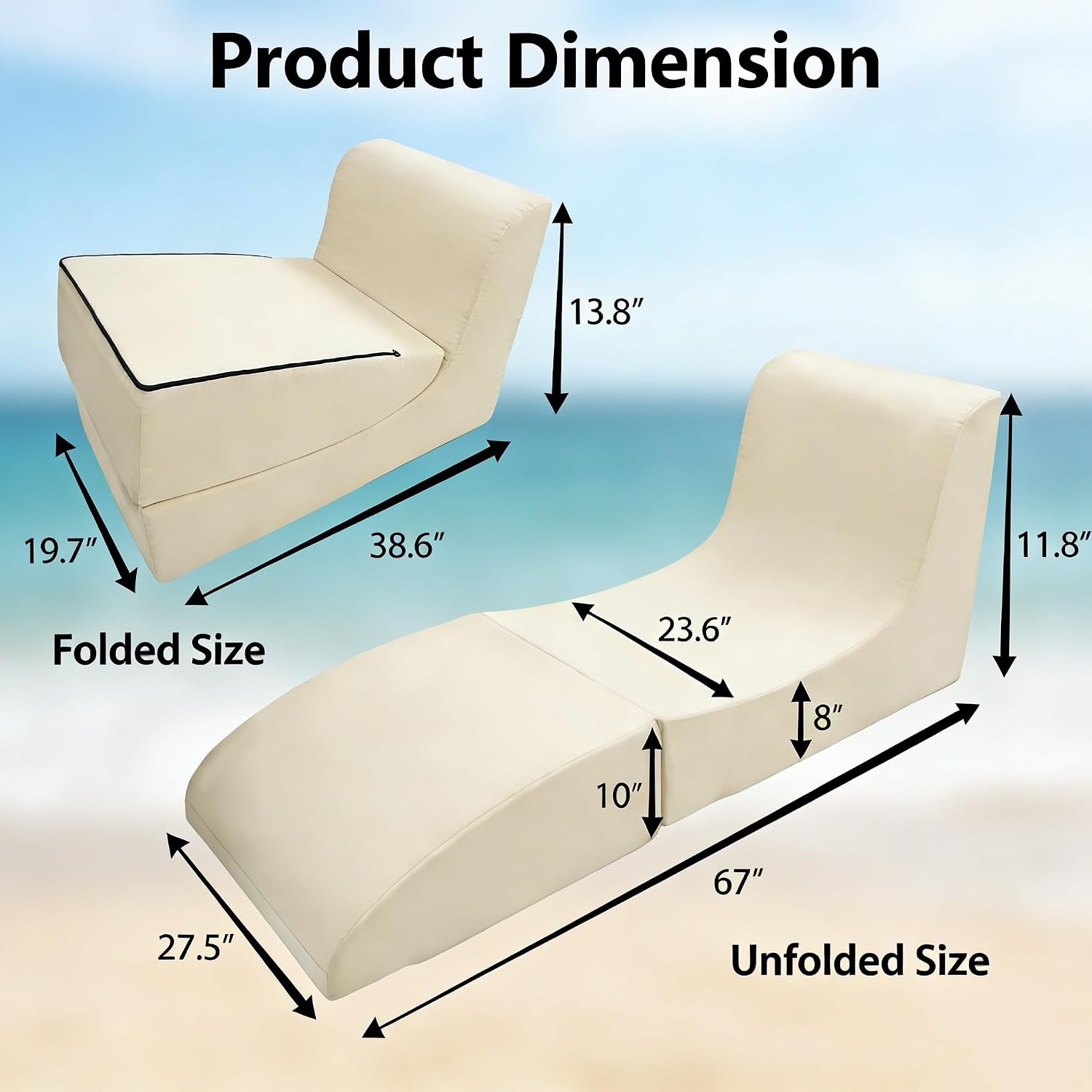 Waterproof Patio Chaise Lounge Chair with Back Support