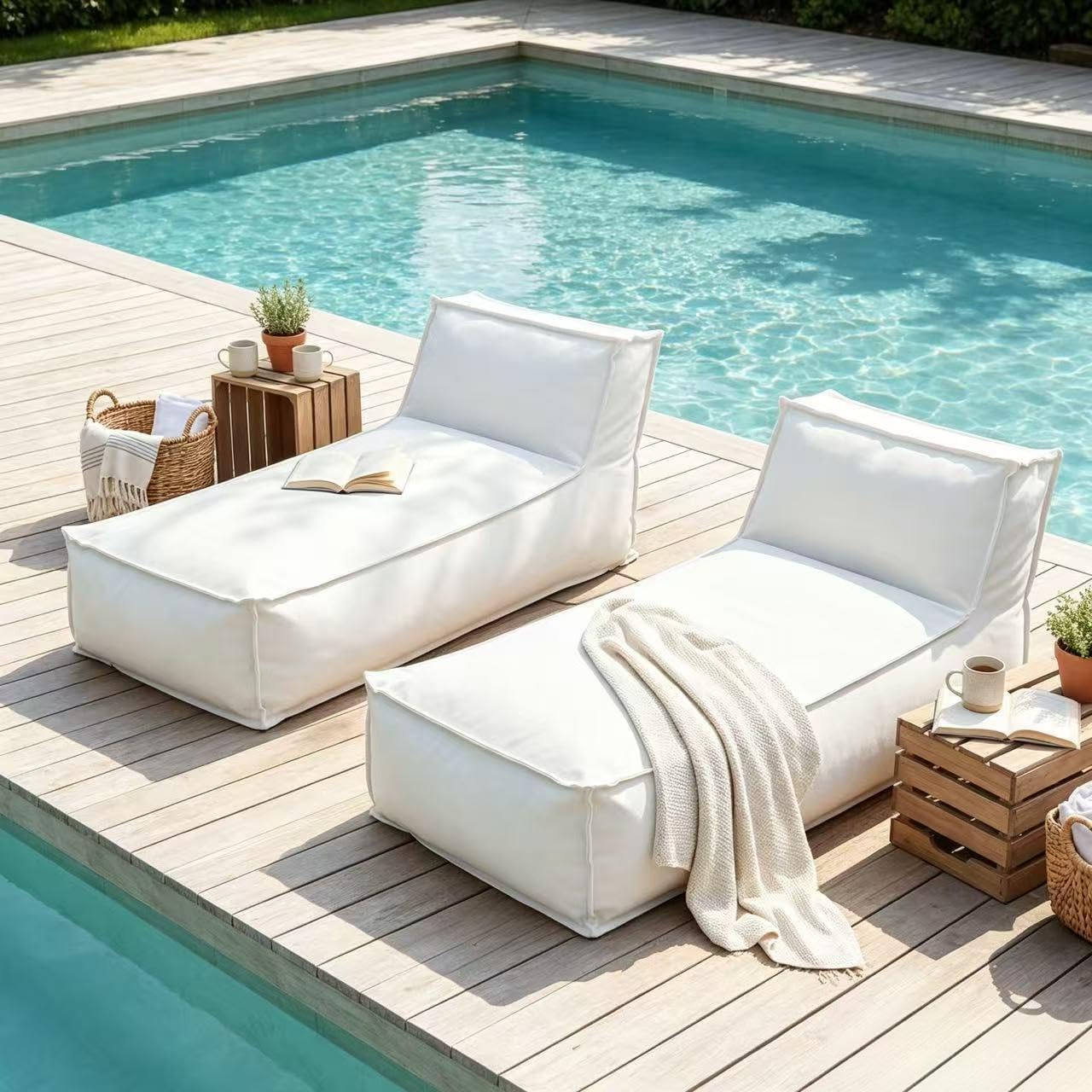 Patio Pool Lounge Chairs With Compressiable Foam and Water-resistant Fabric