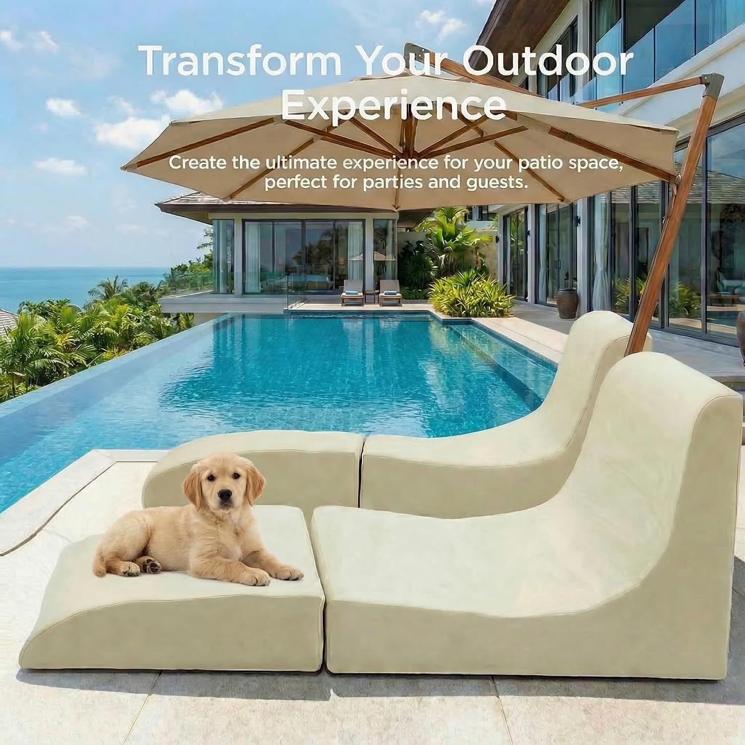 Waterproof Patio Chaise Lounge Chair with Back Support