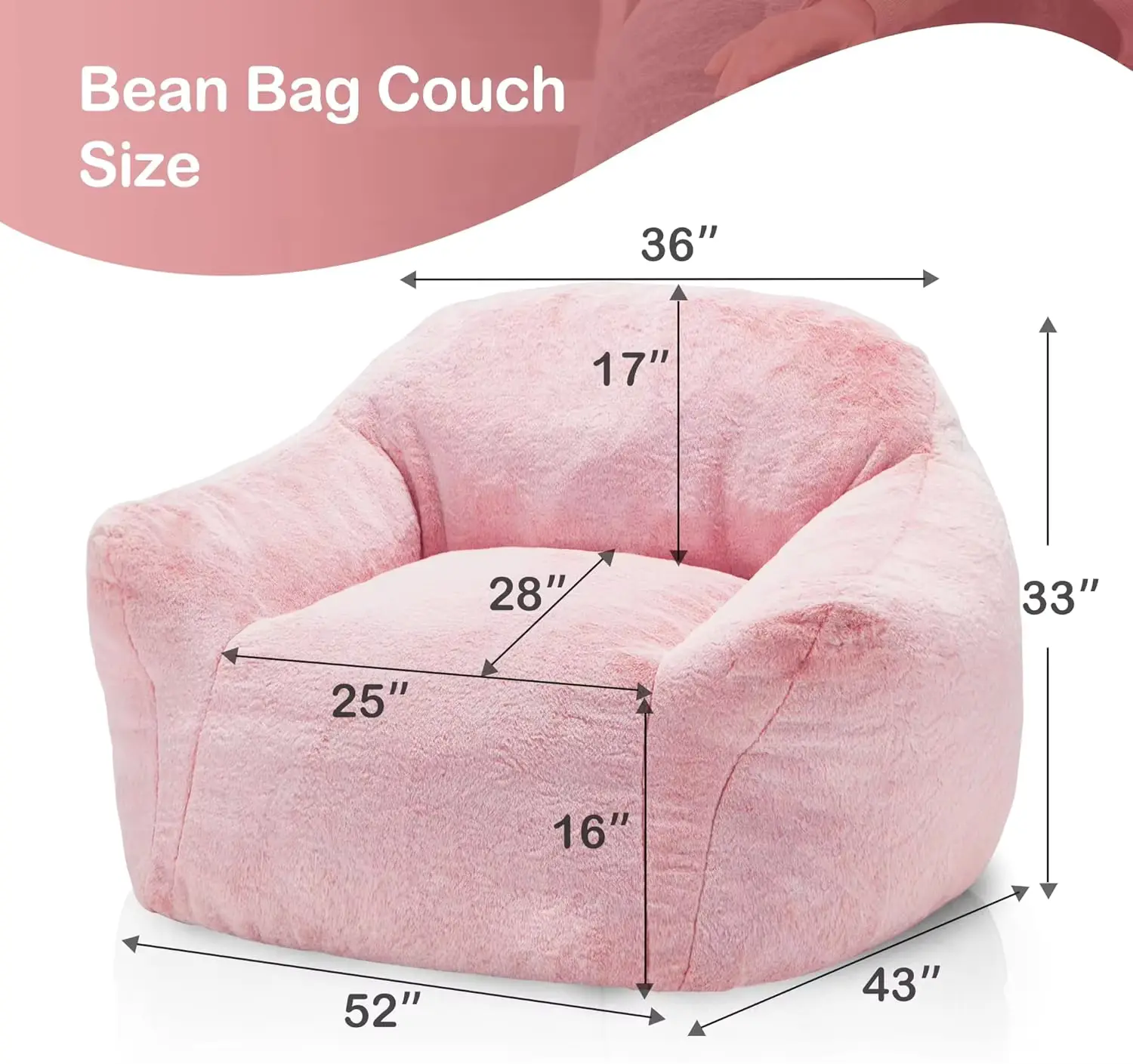 Oversized Lazy Sofa With Armrest and Compressible Shredded Foam